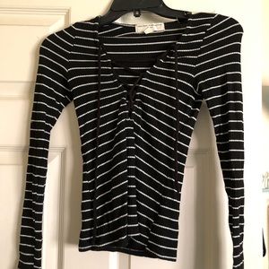 Striped Lace Up Shirt